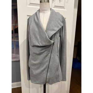 Bordeaux Asymmetrical Fleece Zip Jacket, Light Grey Large